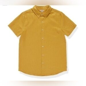 NWT Banks Journal Men’s Small 100% Linen Hastings Yellow Hawaiian Casual Shirt S